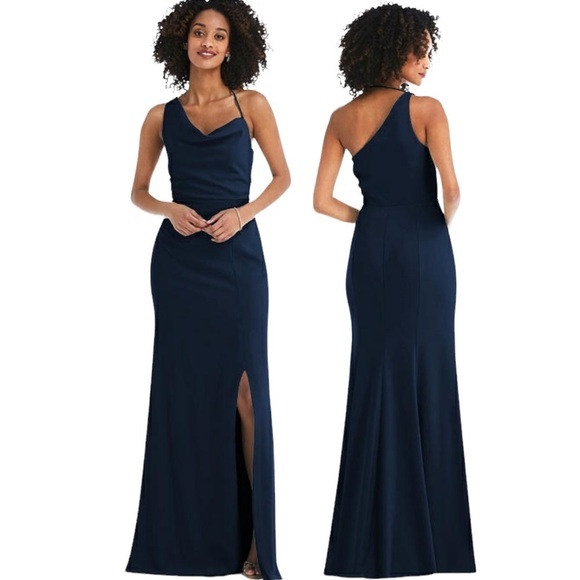 After Six Dresses & Skirts - After Six Dessy Crepe One Shoulder Draped Cowl Neck Maxi Dress Sz 10